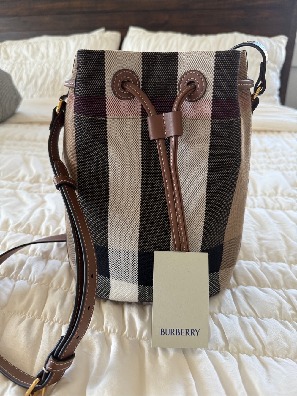 Classic Check Bucket Bag in Beige and Brown
